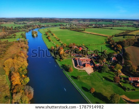 Aerial image of river Thames at Henley on Thames