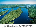 Aerial image of Thousand Islands, Ontario, Canada