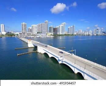 Aerial Image Venetian Causeway Miami