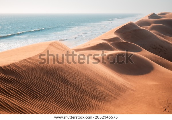 Aerial images of arid regions in Africa, harsh\
desert environment. Popular tourist destination in Africa, the\
Namibian desert\
landscape.