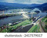 Aerial images of Bonneville Dam, Oregon, USA