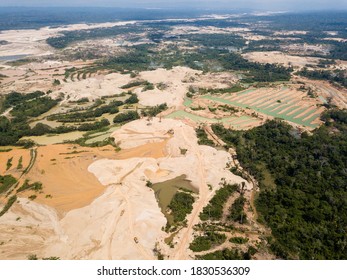 Aerial Images Over Deforestation Due To Illegal Gold Mining.