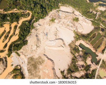 Aerial Images Over Deforestation Due To Illegal Gold Mining.