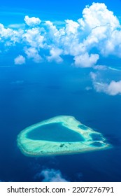 Aerial Indian Ocean Landscape With Reefs And Islands, Maldives
