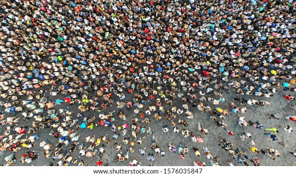 Aerial Interested Crowd People One Place Stock Photo (Edit Now) 1576035847