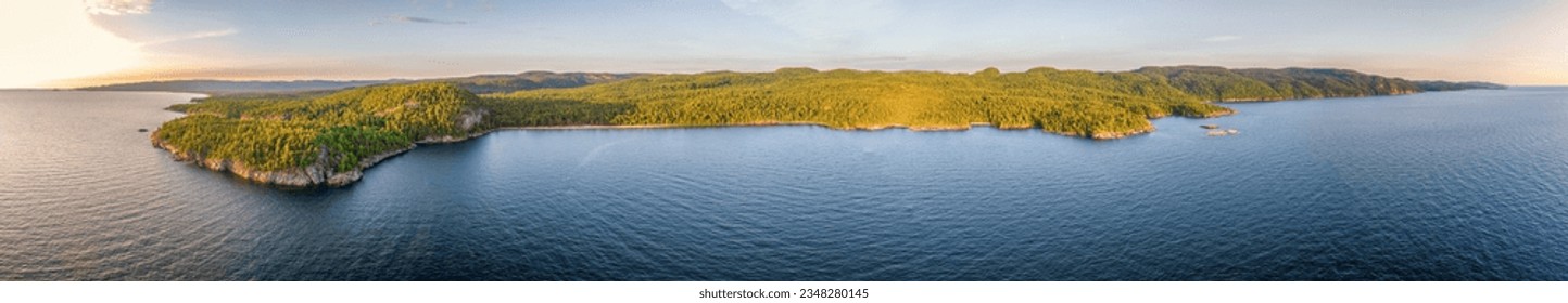Aerial Of Lake Superior Coastline - Beaver Rock Northern Ontario Canada