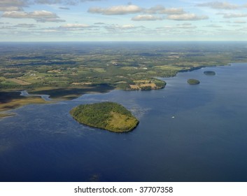 Aerial Landscape Above Rice Lake Ontario, Canada