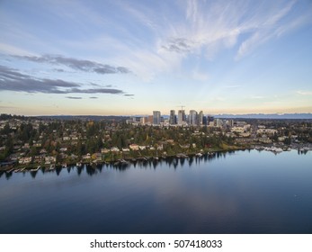 Aerial Landscape Of The Bellevue Washington Skyline