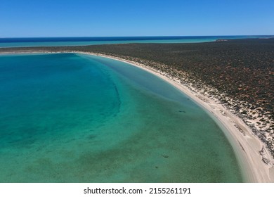 Aerial Landscape Drone View Of Small Lagoon Near Denham Western Australia