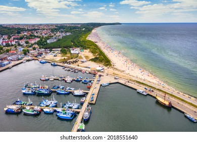 Aerial Landscape Of Harbor In Wladyslawowo By The Baltic Sea At Summer. Poland.