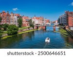 Aerial landscape of the Main Town of Gdansk at summer, Poland.