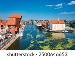 Aerial landscape of the Main Town of Gdansk at summer, Poland.