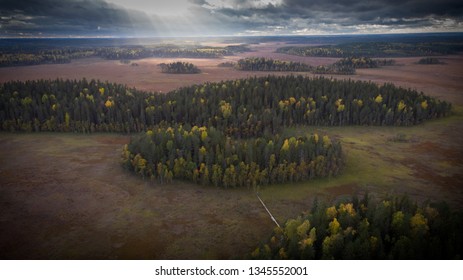 Aerial landscape of Siikaneva wetlands in Orivesi, southern Finland
