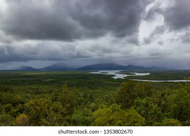 Aerial Landscape View Of Barron Gorge National Park A World Heritage In Atherton Tablelands Cairns Highlands At The Wet Tropics Of Queensland, Australia.