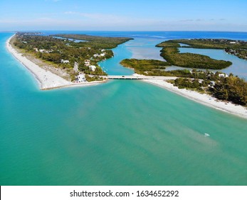 Aerial Landscape View Of Captiva Island And Sanibel Island In Lee County, Florida, United States