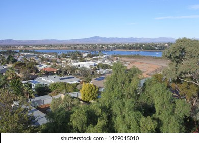 Aerial Landscape View Of Port Augusta Formerly A Seaport And Now A Road Traffic And Railway Junction City In South Australia.