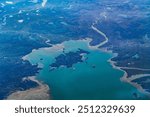 aerial landscape view of Qikqiktajuak Island near settlement of Kugaaruk located in Canada