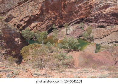 Aerial Landscape View Of A Waterfall And A Pool In Pilbara Western Australia