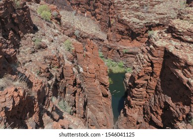 Aerial Landscape View Of A Waterhole Pool In Pilbara Western Australia