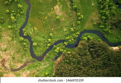 Aerial Landscape - Wild River In Summer