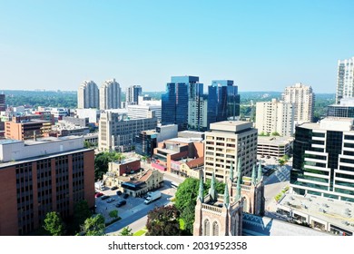 An aerial of the London, Ontario, Canada city center