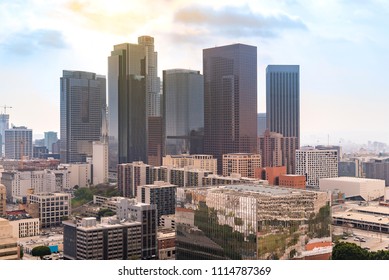 Aerial Los Angeles downtown skyscrapes in Los Angeles Californai USA - Shutterstock ID 1114787369