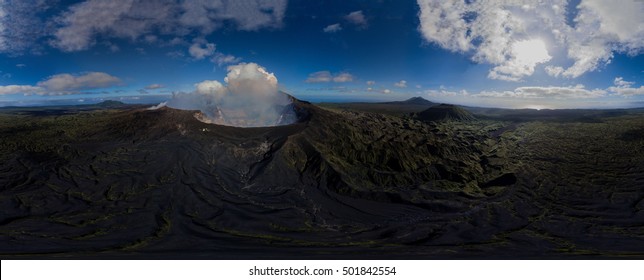 360° Aerial Of Marum, Ambrym Volcano