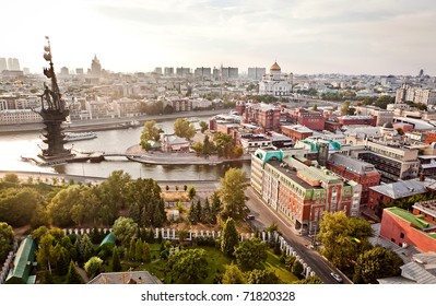 Aerial Moscow City Panorama