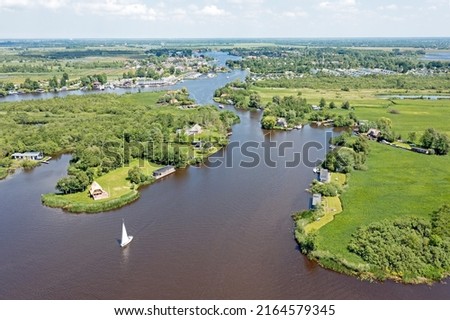 Aerial from national park Alde Feanen in Friesland in the Netherlands
