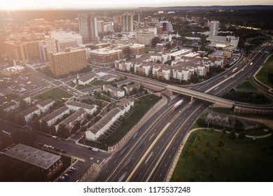 Aerial Of New Brunswick New Jersey Sunset