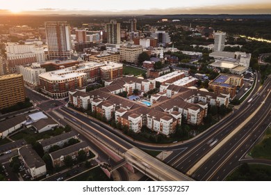 Aerial Of New Brunswick New Jersey Sunset