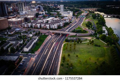 Aerial Of New Brunswick New Jersey Sunset