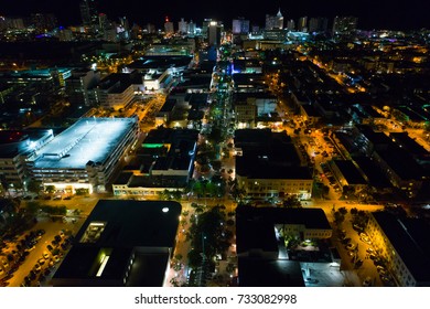 Aerial Night Photo Of LIncoln Road Miami Beach FL