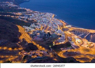 Aerial Night View Of Santa Cruz, La Palma