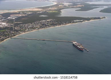 Aerial Of Oil Refinery Shipping Refuelling Site Sydney Australia