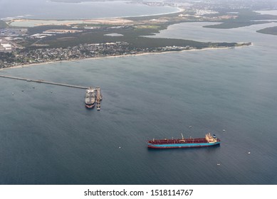 Aerial Of Oil Refinery  Shipping Site Sydney Australia