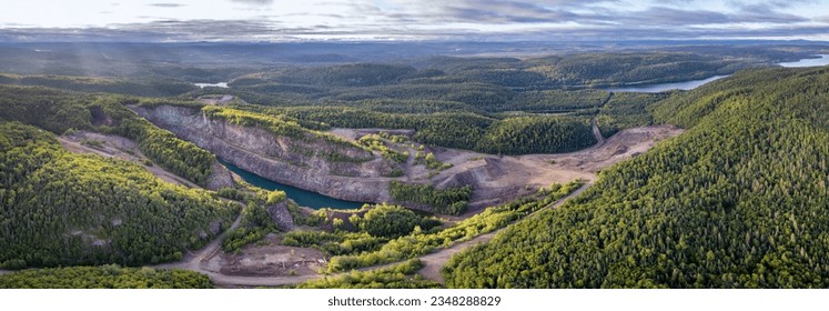 Aerial Of An Open Cut Gold Mine In Northern Ontario Canada