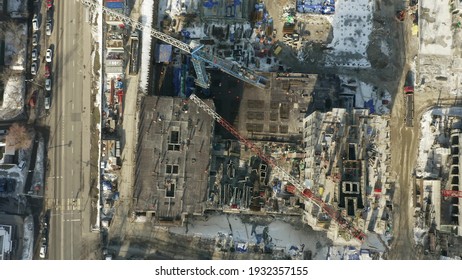 Aerial Overhead View Of A Generic Modern Residential Building Construction Site