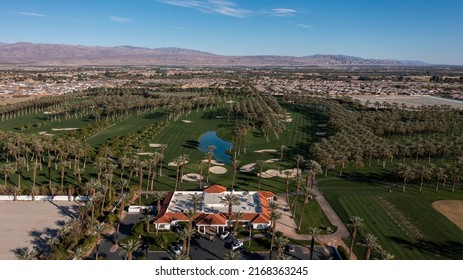 Aerial palm tree view of Coachella, California, USA.