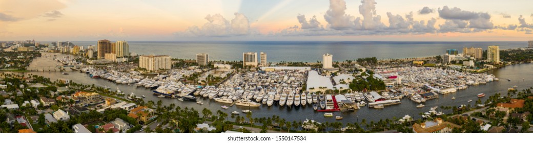 Aerial panorama 2019 Fort Lauderdale Boat Show