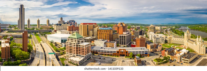 Aerial panorama of Albany, New York downtown. Albany is the capital city of the U.S. state of New York and the county seat of Albany County - Shutterstock ID 1411039133