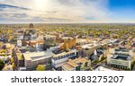 Aerial panorama of Allentown, Pennsylvania skyline on late sunny afternoon. Allentown is Pennsylvania