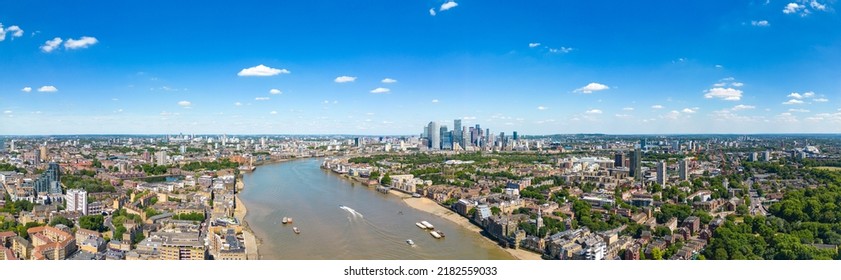 Aerial Panorama Of Canary Wharf UK