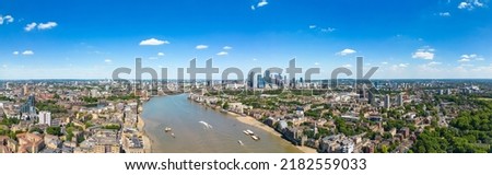 Aerial panorama of Canary Wharf UK Stockfoto © 