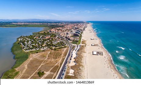 Aerial Panorama Of Canet En Roussilon In The Pyrenees Orientales