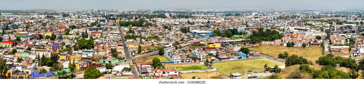 Aerial Panorama Of Cholula Town In Puebla State Of Mexico