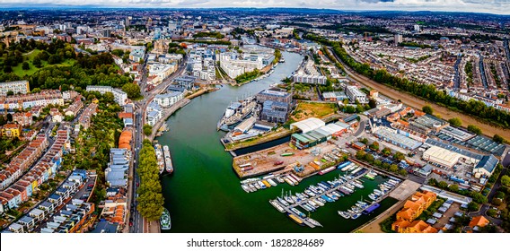 Aerial panorama of the city of Bristol, UK