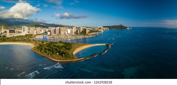 Aerial panorama of the city of Honolulu, Oahu, Hawaii