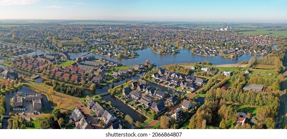 Aerial panorama from the city Joure in Friesland the Netherlands