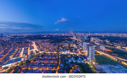 Aerial panorama cityscape of Kuala Lumpur,Malaysia(Bangsar). Drone shot.